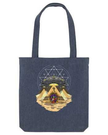 Alien Abduction Egyptian Pyramids  Midnight Blue