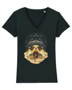 Alien Abduction Egyptian Pyramids  Tricou mânecă scurtă guler V Damă Evoker