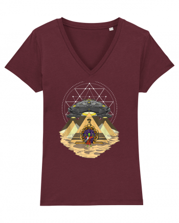 Alien Abduction Egyptian Pyramids  Burgundy