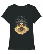 Alien Abduction Egyptian Pyramids  Tricou mânecă scurtă guler larg fitted Damă Expresser