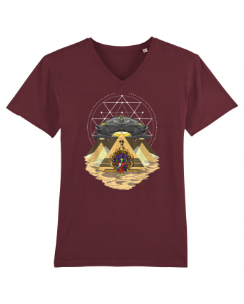 Alien Abduction Egyptian Pyramids  Burgundy