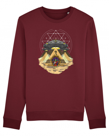 Alien Abduction Egyptian Pyramids  Burgundy