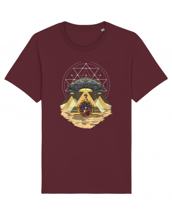 Alien Abduction Egyptian Pyramids  Burgundy