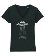 Alien Abduction Flying Saucer Tricou mânecă scurtă guler V Damă Evoker