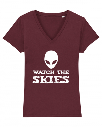 Alien Watch The Skies Burgundy