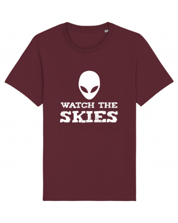 Alien Watch The Skies Burgundy