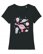 Alien Babe Pastel Goth Kawaii Tricou mânecă scurtă guler larg fitted Damă Expresser