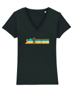 Munți în Stil Retro Tricou mânecă scurtă guler V Damă Evoker
