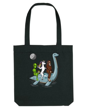 Alien Bigfoot Unicorn Riding Loch Ness Monster Cryptozoology Black