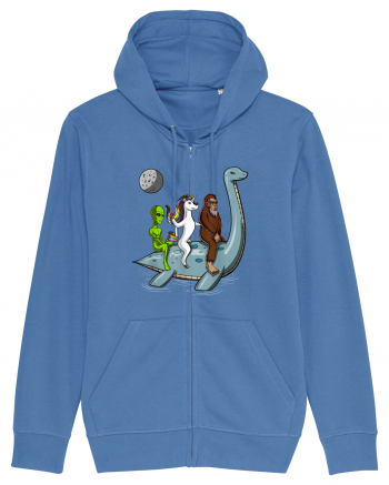 Alien Bigfoot Unicorn Riding Loch Ness Monster Cryptozoology Bright Blue