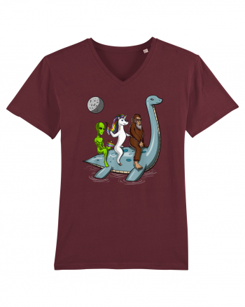 Alien Bigfoot Unicorn Riding Loch Ness Monster Cryptozoology Burgundy