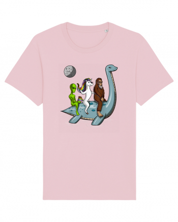 Alien Bigfoot Unicorn Riding Loch Ness Monster Cryptozoology Cotton Pink