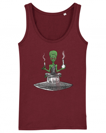 Alien Bong Smoking Weed Funny Stoner Burgundy