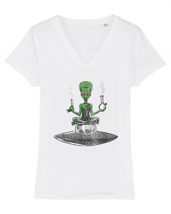 Alien Bong Smoking Weed Funny Stoner White