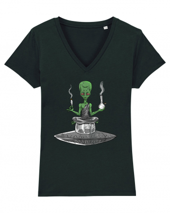 Alien Bong Smoking Weed Funny Stoner Black