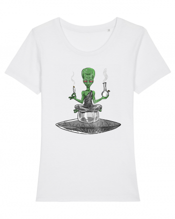 Alien Bong Smoking Weed Funny Stoner White