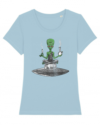 Alien Bong Smoking Weed Funny Stoner Sky Blue