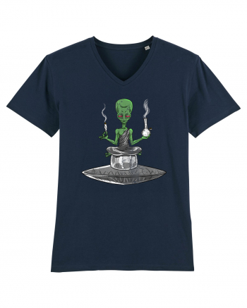 Alien Bong Smoking Weed Funny Stoner French Navy