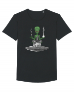 Alien Bong Smoking Weed Funny Stoner Tricou mânecă scurtă guler larg Bărbat Skater