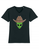 Alien Cowboy Hat Funny Tricou mânecă scurtă guler V Bărbat Presenter