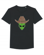 Alien Cowboy Hat Funny Tricou mânecă scurtă guler larg Bărbat Skater