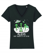 Alien Don't Believe In You Either Funny Alien Tricou mânecă scurtă guler V Damă Evoker