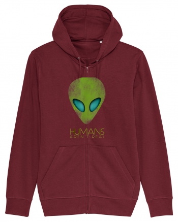 Alien Funny Humans Aren't Real Burgundy