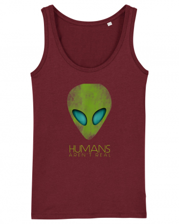 Alien Funny Humans Aren't Real Burgundy