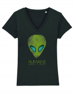 Alien Funny Humans Aren't Real Tricou mânecă scurtă guler V Damă Evoker