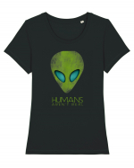 Alien Funny Humans Aren't Real Tricou mânecă scurtă guler larg fitted Damă Expresser