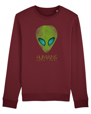 Alien Funny Humans Aren't Real Burgundy