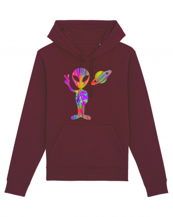 Alien Hippie Saturn Silhouette Burgundy