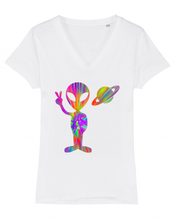 Alien Hippie Saturn Silhouette White