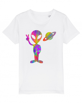 Alien Hippie Saturn Silhouette White