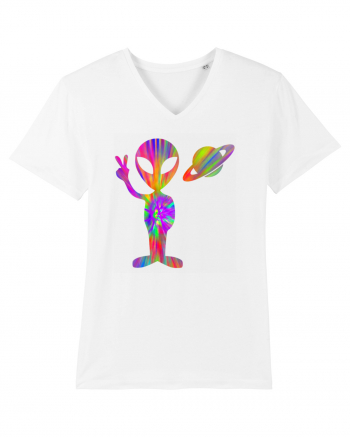 Alien Hippie Saturn Silhouette White