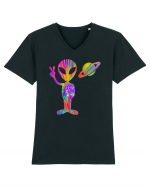 Alien Hippie Saturn Silhouette Tricou mânecă scurtă guler V Bărbat Presenter