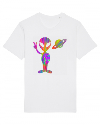 Alien Hippie Saturn Silhouette White