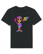 Alien Hippie Saturn Silhouette Tricou mânecă scurtă Unisex Rocker