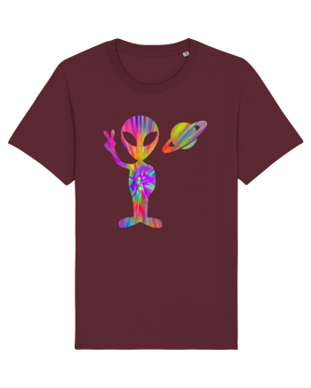 Alien Hippie Saturn Silhouette Burgundy