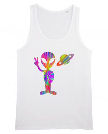 Alien Hippie Saturn Silhouette White