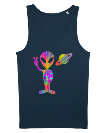 Alien Hippie Saturn Silhouette Navy