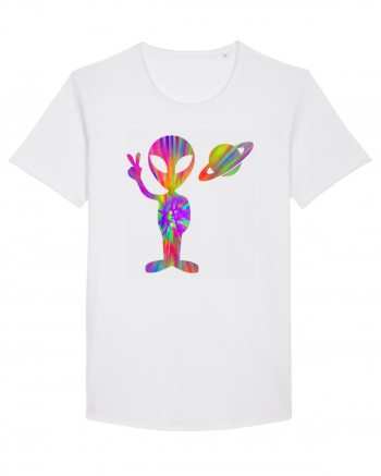 Alien Hippie Saturn Silhouette White