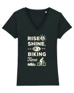 Rise and Shine BIKING Time Tricou mânecă scurtă guler V Damă Evoker
