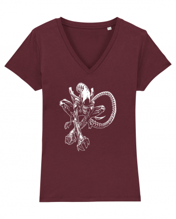 Alien Xenomorph Illustration Burgundy