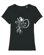 Alien Xenomorph Illustration Tricou mânecă scurtă guler larg fitted Damă Expresser
