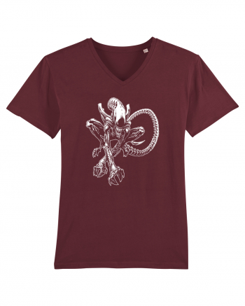 Alien Xenomorph Illustration Burgundy