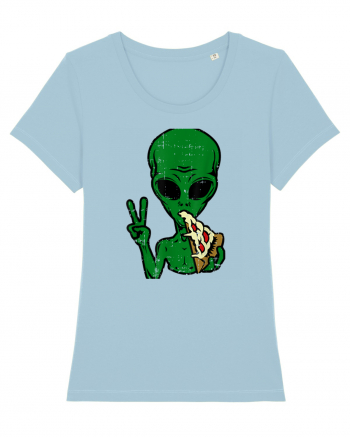 Alien Pizza Eating Sky Blue