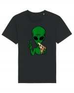 Alien Pizza Eating Tricou mânecă scurtă Unisex Rocker