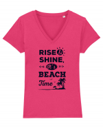 Rise and Shine It's BEACH Time Tricou mânecă scurtă guler V Damă Evoker
