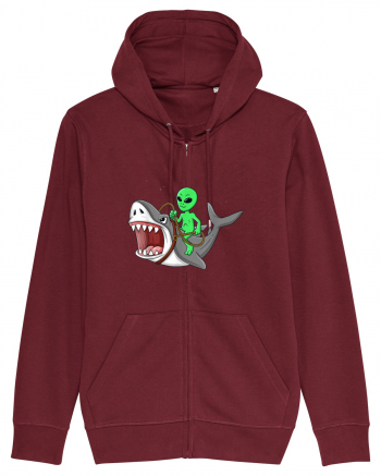 Alien Riding Shark Burgundy